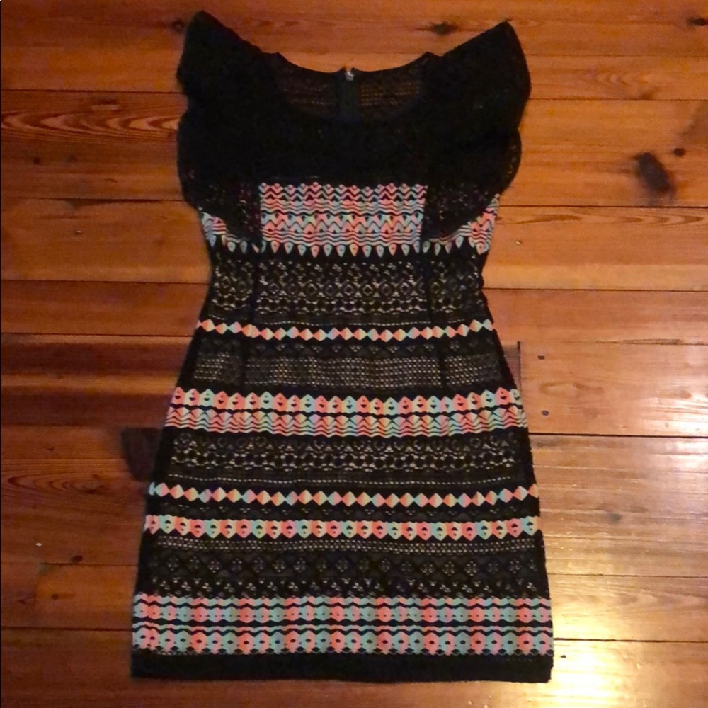 BCBG Colorful Lace Dress